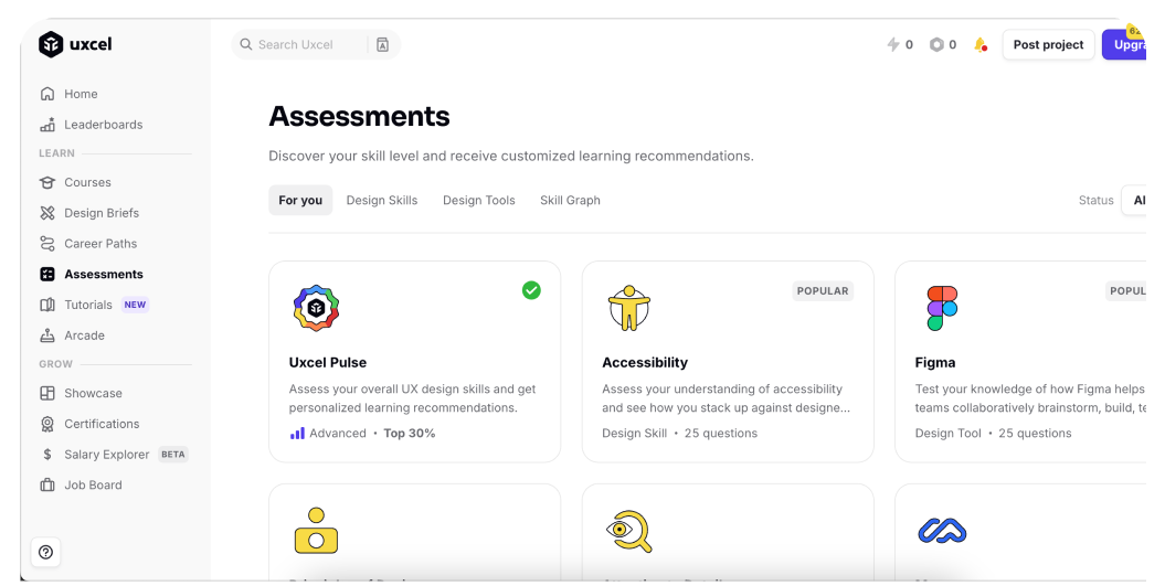 Screenshot of an E-learning platform